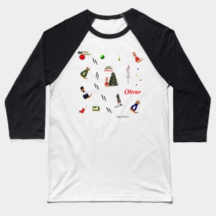 Oliver The Otter Christmas (Random Pattern) Baseball T-Shirt